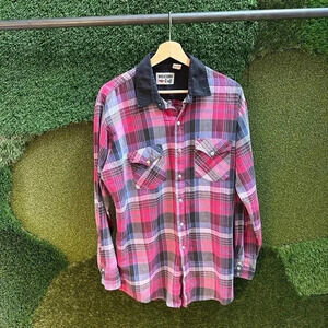 Vintage 1980s Western Craft Snap-up  Plaid Shirt Size XL